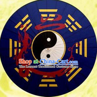 Chinese Handmade Printing Tai Chi Eight Diagrams Royalblue Oil Paper Umbrella Traditional Decoration Umbrellas
