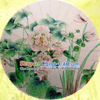 Chinese Handmade Printing Hibiscus Oil Paper Umbrella Traditional Decoration Umbrellas