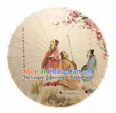 Chinese Handmade Printing Three Old Men Paper Umbrella Traditional Decoration Umbrellas