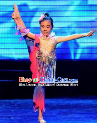 Traditional Chinese Children Classical Dance Short Dress Stage Show Costume for Kids