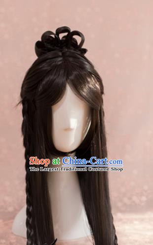 Traditional Chinese Ming Dynasty Taoist Nun Wigs Cosplay Ancient Goddess Female Swordsman Chignon for Women