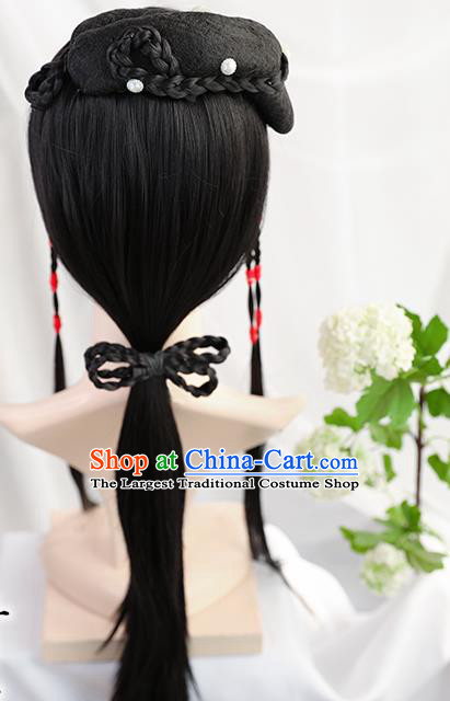 Traditional Chinese Cosplay Ming Dynasty Princess Lin Daiyu Wigs Sheath Ancient Nobility Lady Chignon for Women