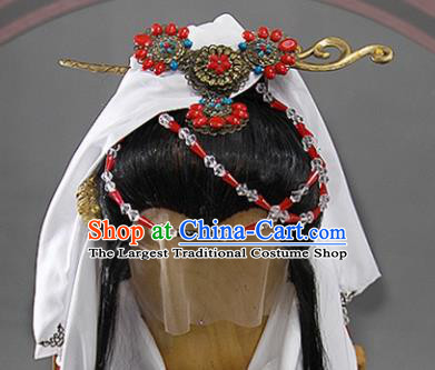 Traditional Chinese Ancient Taoist Nun Wigs and Hairpins Cosplay Female Swordsman Hair Accessories Complete Set for Women