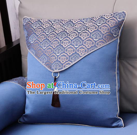 Traditional Chinese Home Decoration Accessories Cloud Pattern Royalblue Brocade Pillow Cover
