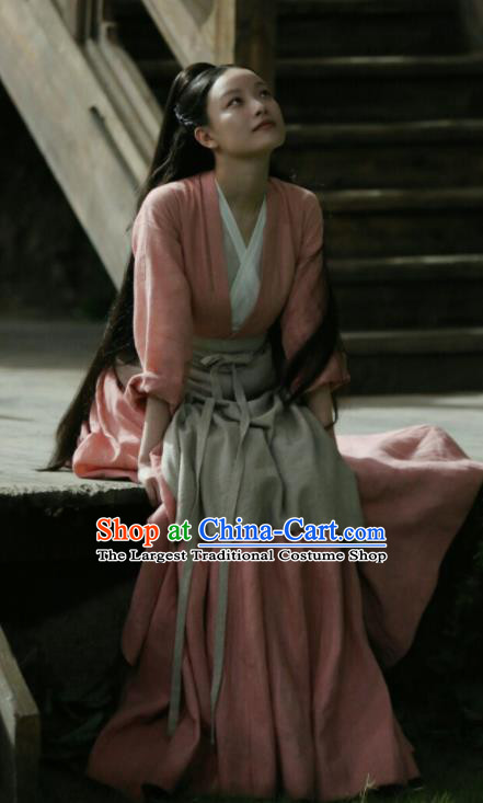 Chinese Ancient Female Civilian Drama Love and Destiny Lin Mo Ni Ni Pink Replica Costumes for Women