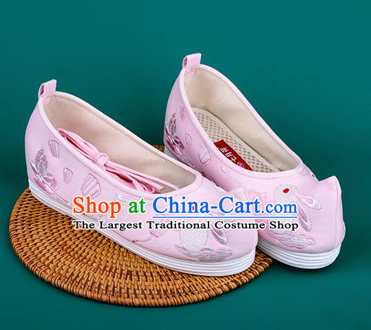 Chinese Traditional Embroidered Rabbit Pink Shoes Hanfu Shoes Princess Shoes for Women
