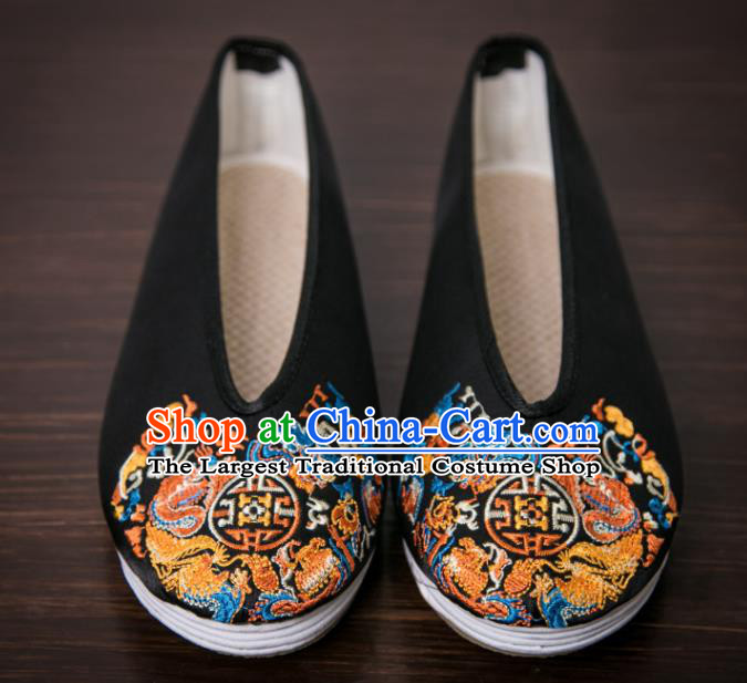 Handmade Chinese Bridegroom Embroidered Black Shoes Traditional Kung Fu Shoes Hanfu Shoes for Men