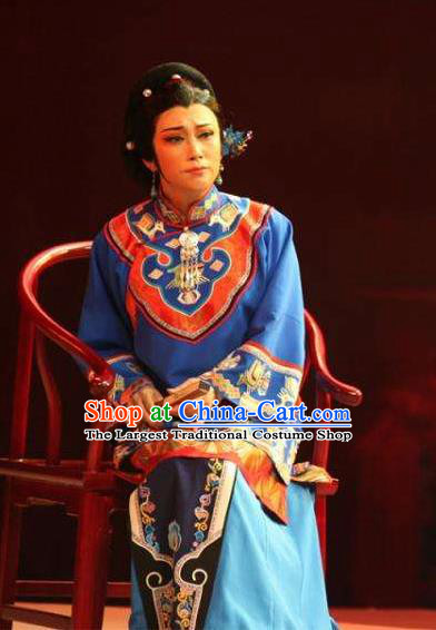 Chinese Moon Shines On Sugarbush Ferry Blue Xiu He Dress Stage Performance Dance Costume and Headpiece for Women