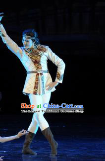 Chinese Chuansi Gongzhu Silk Princess Uyghur Nationality Dance Stage Performance Costume for Men