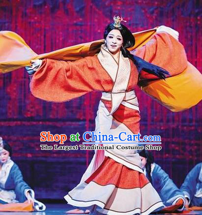 Chinese Lady Zhaojun Ancient Han Dynasty Court Lady Dress Stage Performance Dance Costume and Headpiece for Women