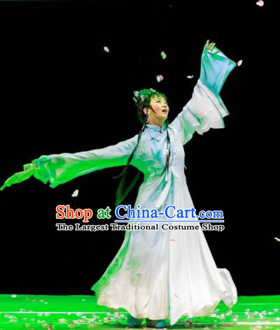 Huang Ye Hong Lou Chinese Peking Opera Lin Daiyu Dress Stage Performance Dance Costume and Headpiece for Women