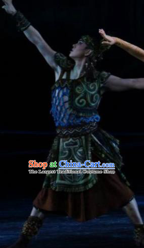 Hundred Bird Dress Chinese Zhuang Ethnic Dance Clothing Stage Performance Dance Costume and Headpiece for Men