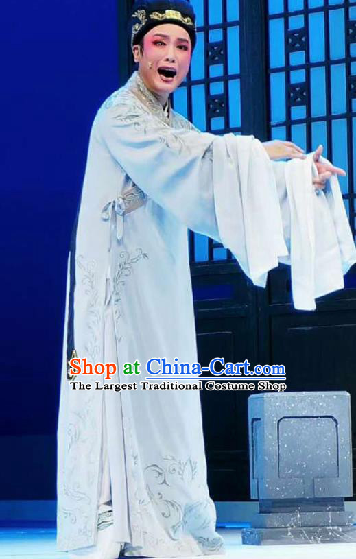 Amber Fate Chinese Shaoxing Opera Niche Blue Clothing Stage Performance Dance Costume and Headpiece for Men