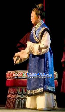 Cai Wenji Chinese Opera Ancient Old Female Blue Dress Stage Performance Dance Costume and Headpiece for Women