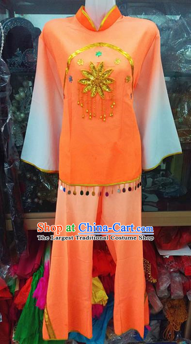 Chinese Traditional Beijing Opera Costume Peking Opera Folk Dance Yangko Orange Clothing for Adults