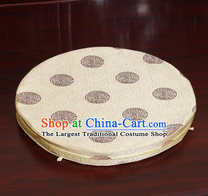 Chinese Classical Household Ornament Traditional Golden Brocade Rush Cushion Cover Mat Cover