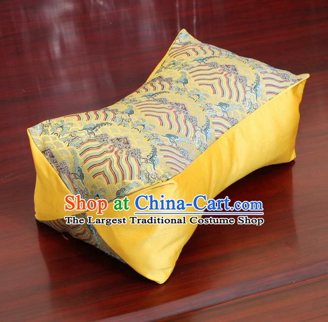 Chinese Traditional Pattern Yellow Brocade Pillow Slip Pillow Cover Classical Household Ornament