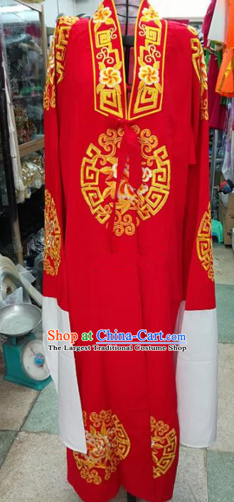 Chinese Traditional Beijing Opera Old Gentleman Costume Peking Opera Red Robe for Adults