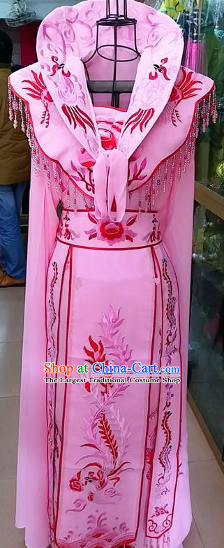 Chinese Traditional Beijing Opera Princess Pink Embroidered Dress Peking Opera Actress Costume for Adults