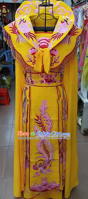 Chinese Traditional Beijing Opera Princess Golden Embroidered Dress Peking Opera Actress Costume for Adults