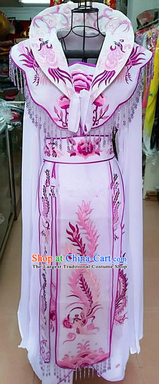 Chinese Traditional Beijing Opera Queen White Embroidered Dress Peking Opera Actress Costume for Adults