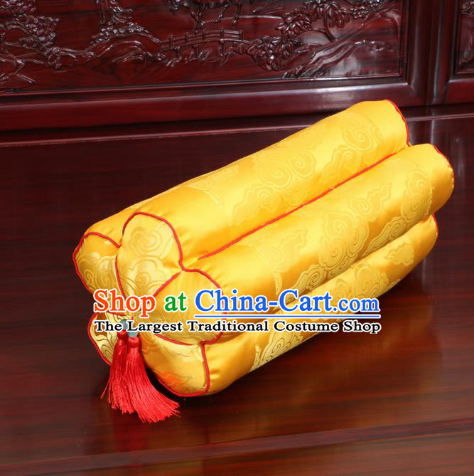 Chinese Traditional Household Accessories Classical Cloud Pattern Golden Brocade Plum Blossom Pillow