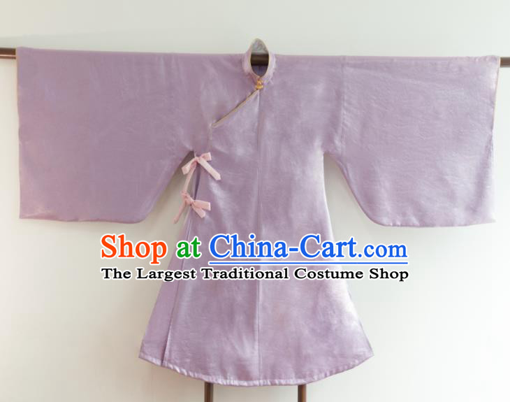 Chinese Ancient Princess Historical Costume Ming Dynasty Lilac Silk Blouse for Women