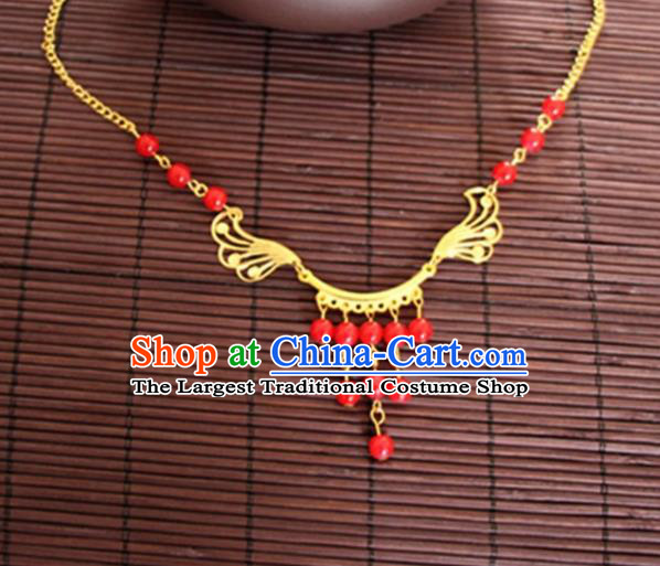 Chinese Traditional Wedding Hair Accessories Ancient Princess Red Beads Eyebrows Pendant for Women