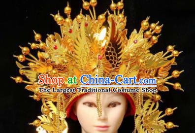 Chinese Traditional Beijing Opera Diva Hair Accessories Peking Opera Imperial Consort Golden Phoenix Coronet