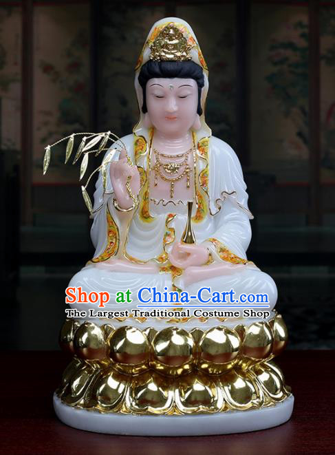 Chinese Traditional Religious Supplies Feng Shui Avalokitesvara White Cloth Statue Buddhism Decoration