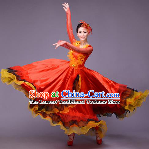 Top Grade Opening Dance Modern Dance Costume Classical Chorus Group Red Dress for Women