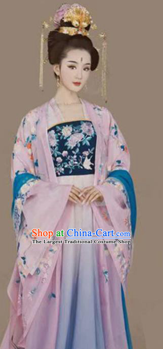 Chinese Ancient Traditional Tang Dynasty Imperial Consort Costume and Headpiece for Women