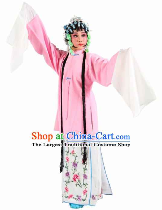 Traditional Chinese Beijing Opera Children Costume Peking Opera Diva Pink Cloak for Kids
