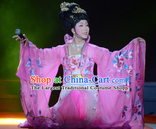 Traditional Chinese Ancient Tang Dynasty Imperial Concubine Pink Historical Costume Complete Set