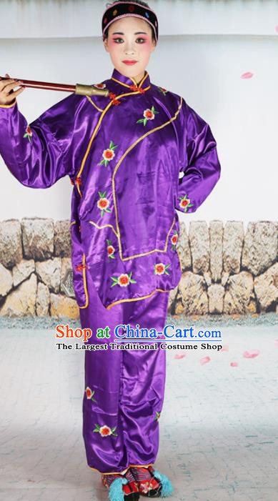 Traditional Chinese Beijing Opera Old Women Costume Peking Opera Woman Matchmaker Purple Clothing
