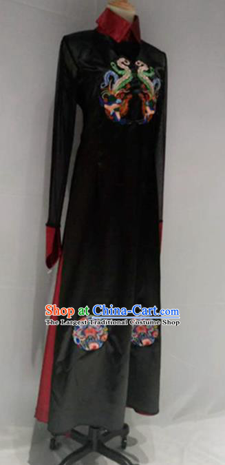 Traditional Chinese Folk Dance Costume China Yangko Dance Black Dress for Women