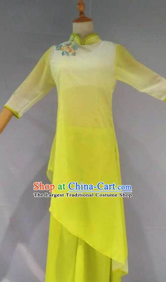 Traditional Chinese Folk Dance Costume China Yangko Dance Yellow Clothing for Women