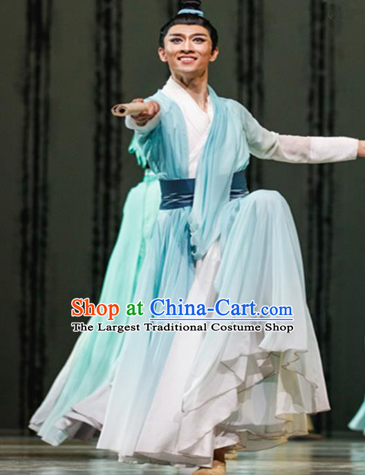 Traditional Chinese Classical Dance Costume China Folk Dance Green Clothing for Men