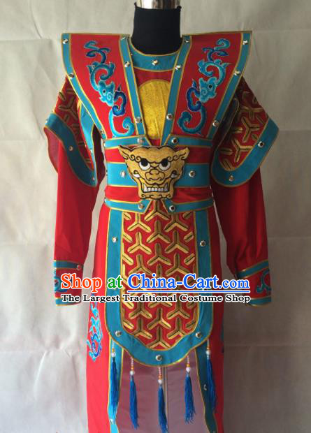 Traditional Chinese Beijing Opera Takefu Costume Peking Opera General Red Clothing