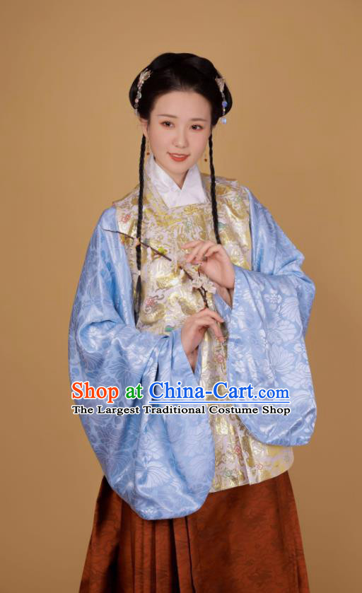 Traditional Chinese Ming Dynasty Historical Costume Ancient Princess Blouse and Horse Face Skirt Complete Set
