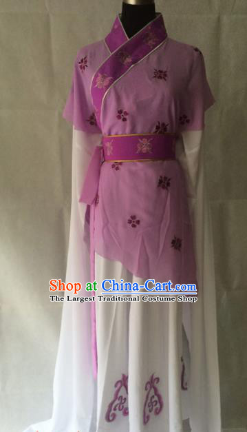 Traditional Chinese Beijing Opera Young Lady Costume Ancient Peri Purple Dress for Women