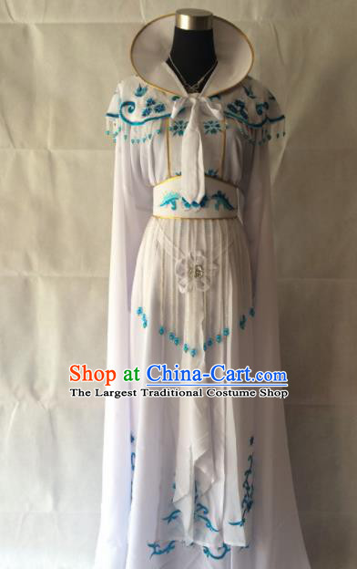 Traditional Chinese Beijing Opera Diva Costume Ancient Peri White Dress for Women