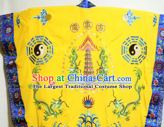 Traditional Chinese Beijing Opera Takefu Costume Ancient Taoist Priest Yellow Robe