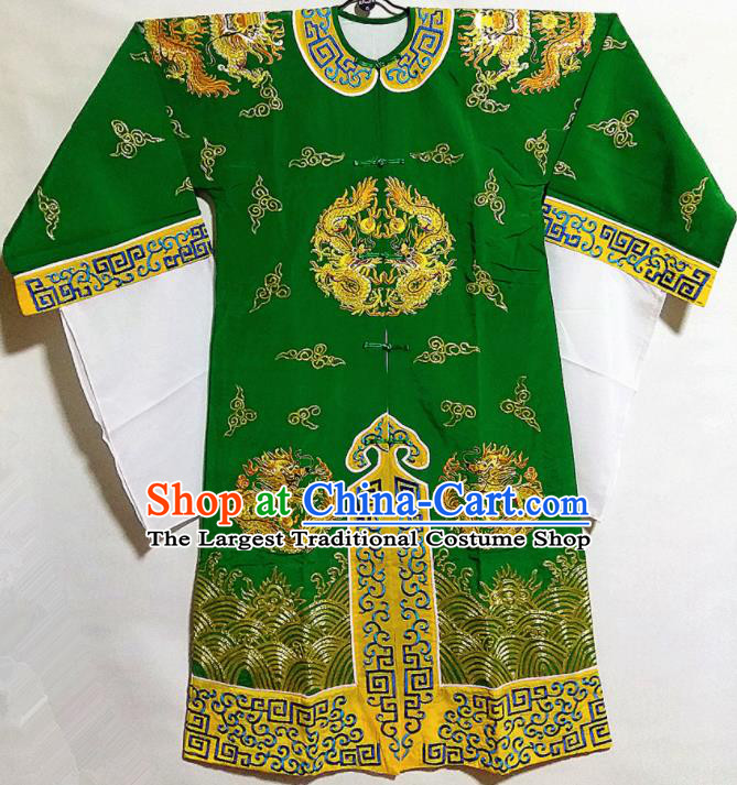 Traditional Chinese Beijing Opera Takefu Costume Ancient Imperial Bodyguard Green Clothing