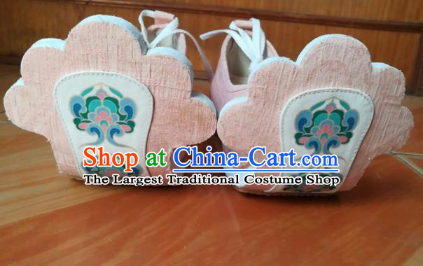 Asian Chinese Traditional Shoes Ancient Tang Dynasty Princess Pink Shoes Hanfu Shoes for Women