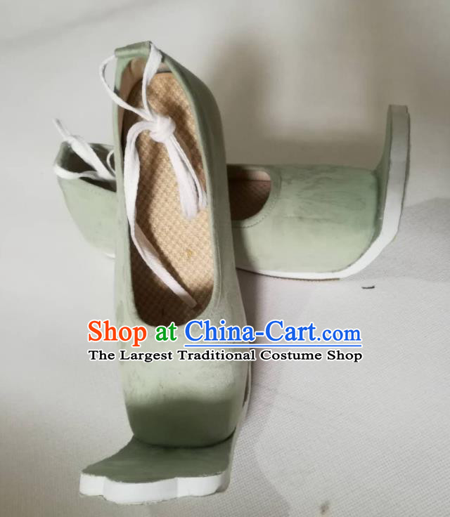 Asian Chinese Traditional Shoes Ancient Han Dynasty Princess Green Shoes Hanfu Shoes for Women