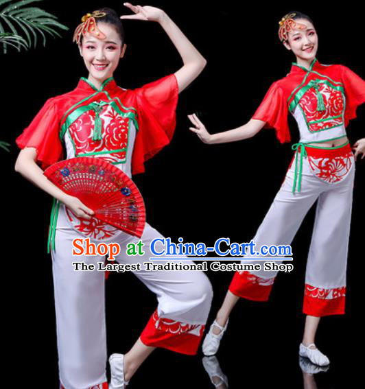 Chinese Traditional Yangko Dance Costume Folk Dance Fan Dance Clothing for Women
