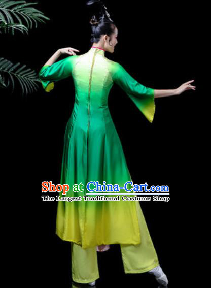 Traditional Chinese Classical Dance Costume Stage Performance Umbrella Dance Green Dress for Women