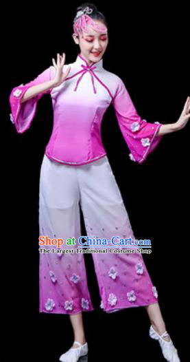 Traditional Chinese Yangko Dance Stage Performance Costume Folk Dance Lilac Clothing for Women