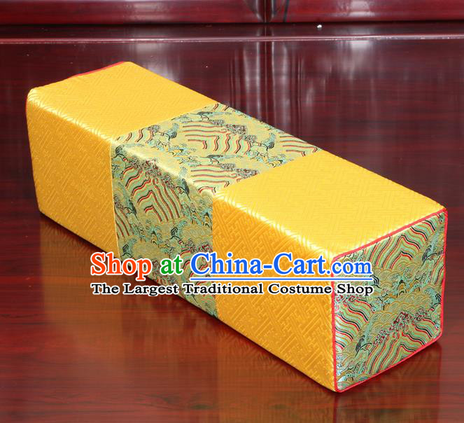 Chinese Traditional Household Accessories Classical Pattern Golden Brocade Pillow Armrest Pillow